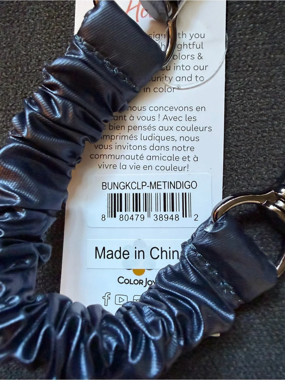 Lug Bungee Key Clip Keychain – Metallic Indigo Navy Blue